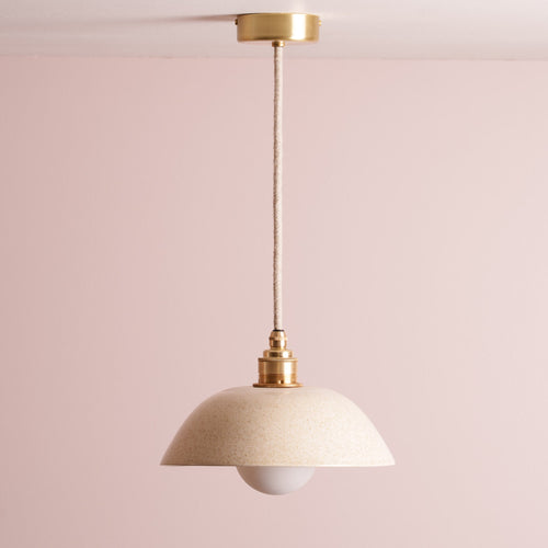 Speckled Cream Gloss Small Dusk Ceramic Lamp Shade and Pendant Set