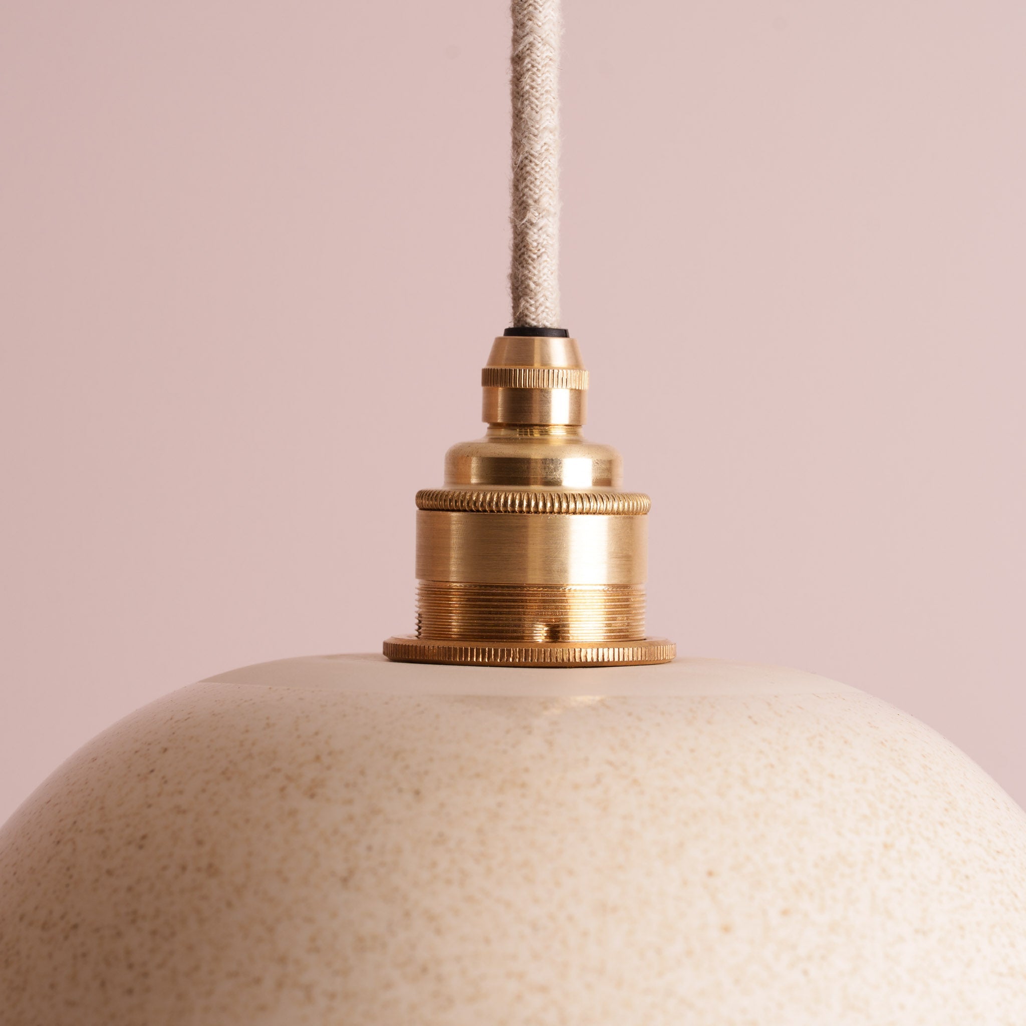 Speckled Cream Gloss Small Dusk Ceramic Lamp Shade and Pendant Set