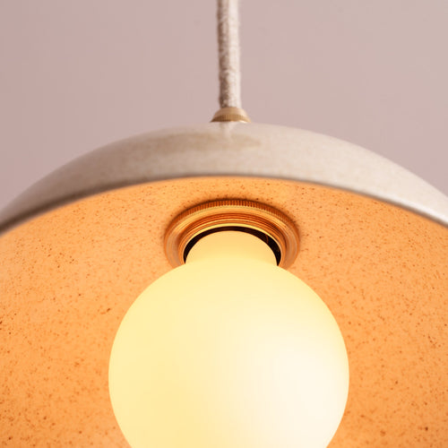 Speckled Cream Gloss Small Dusk Ceramic Lamp Shade and Pendant Set