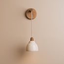 Small Element Hanging Wall Light in Ceramic and Oak - Speckled Cream Gloss