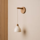 Small Element Hanging Wall Light in Ceramic and Oak - Speckled Cream Gloss