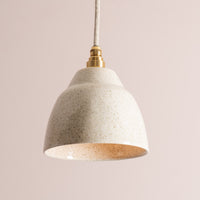 Small Speckled Cream Gloss Element Pendant Light in Ceramic and Brass/Nickel
