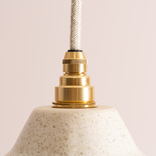 Small Speckled Cream Gloss Element Pendant Light in Ceramic and Brass/Nickel