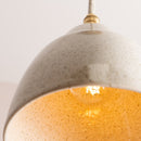 Small Speckled Cream Gloss Element Pendant Light in Ceramic and Brass/Nickel