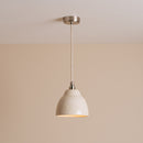 Small Speckled Cream Gloss Element Pendant Light in Ceramic and Brass/Nickel