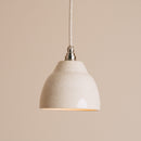 Small Speckled Cream Gloss Element Pendant Light in Ceramic and Brass/Nickel