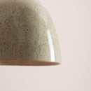 Small Speckled Cream Gloss Element Pendant Light in Ceramic and Oak