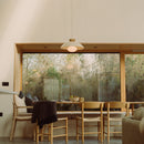 Speckled Cream Gloss XL Dawn Pendant Light in Ceramic and Oak
