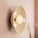 Speckled Cream Gloss XL Dawn Wall Light Sconce in Ceramic and Oak