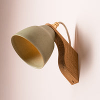 Green Element Wall Light in Ceramic and Oak