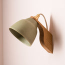 Green Element Wall Light in Ceramic and Oak