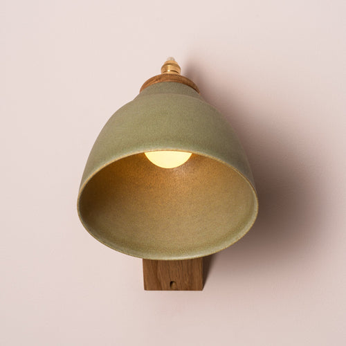 Green Element Wall Light in Ceramic and Oak