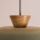 Green Dawn Pendant Light in Ceramic and Oak