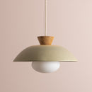 Green Dawn Pendant Light in Ceramic and Oak