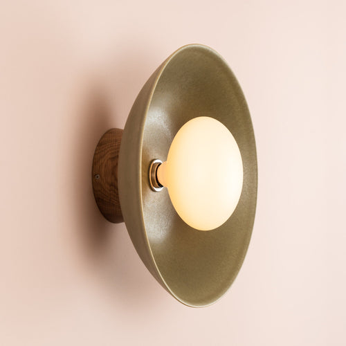 Dawn Wall Light Sconce in Ceramic and Oak [OUTLET]