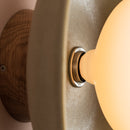 Green Dawn Wall Light Sconce in Ceramic and Oak