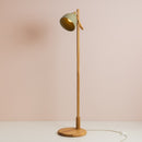 Green Element Floor Lamp in Solid Oak Wood and Ceramic