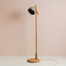 Green Element Floor Lamp in Solid Oak Wood and Ceramic