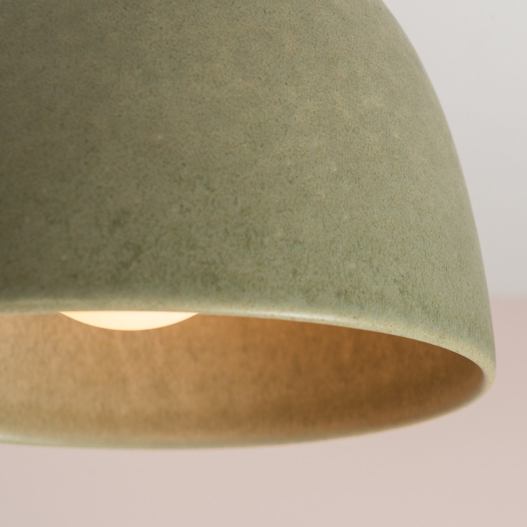 Green Element Flush Mount Ceiling Light in Ceramic and Oak