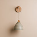 Green Element Hanging Wall Light in Ceramic and Oak