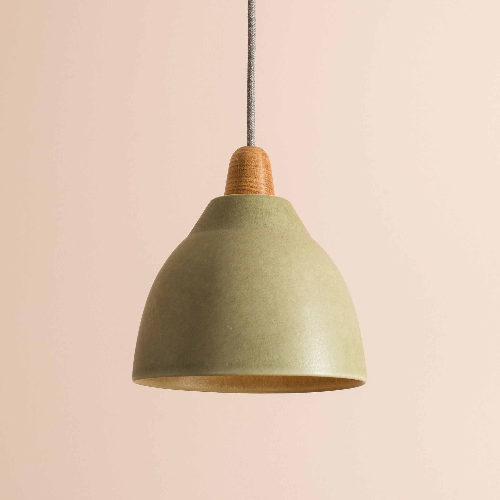 Green Element Pendant Light in Ceramic and Oak