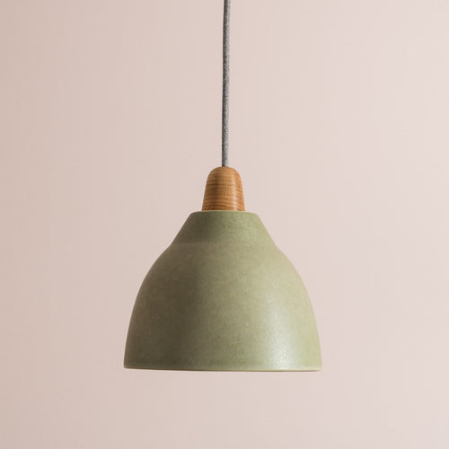 Green Element Pendant Light in Ceramic and Oak