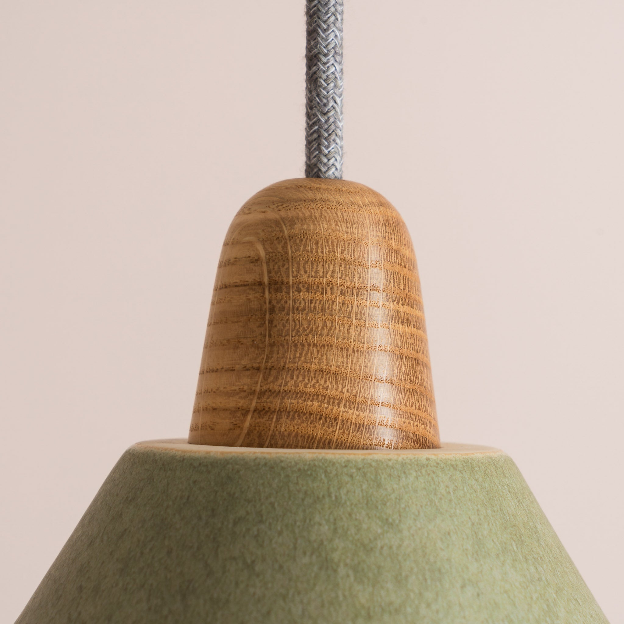Green Element Pendant Light in Ceramic and Oak