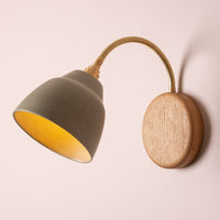 Green Flex Wall Light in Brass/Nickel, Ceramic and Oak - Small Element