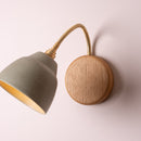 Green Flex Wall Light in Brass/Nickel, Ceramic and Oak - Small Element