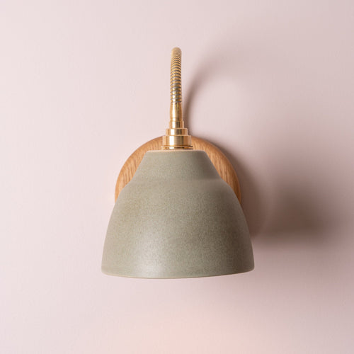 Green Flex Wall Light in Brass/Nickel, Ceramic and Oak - Small Element