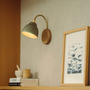 Green Flex Wall Light in Brass/Nickel, Ceramic and Oak - Small Element