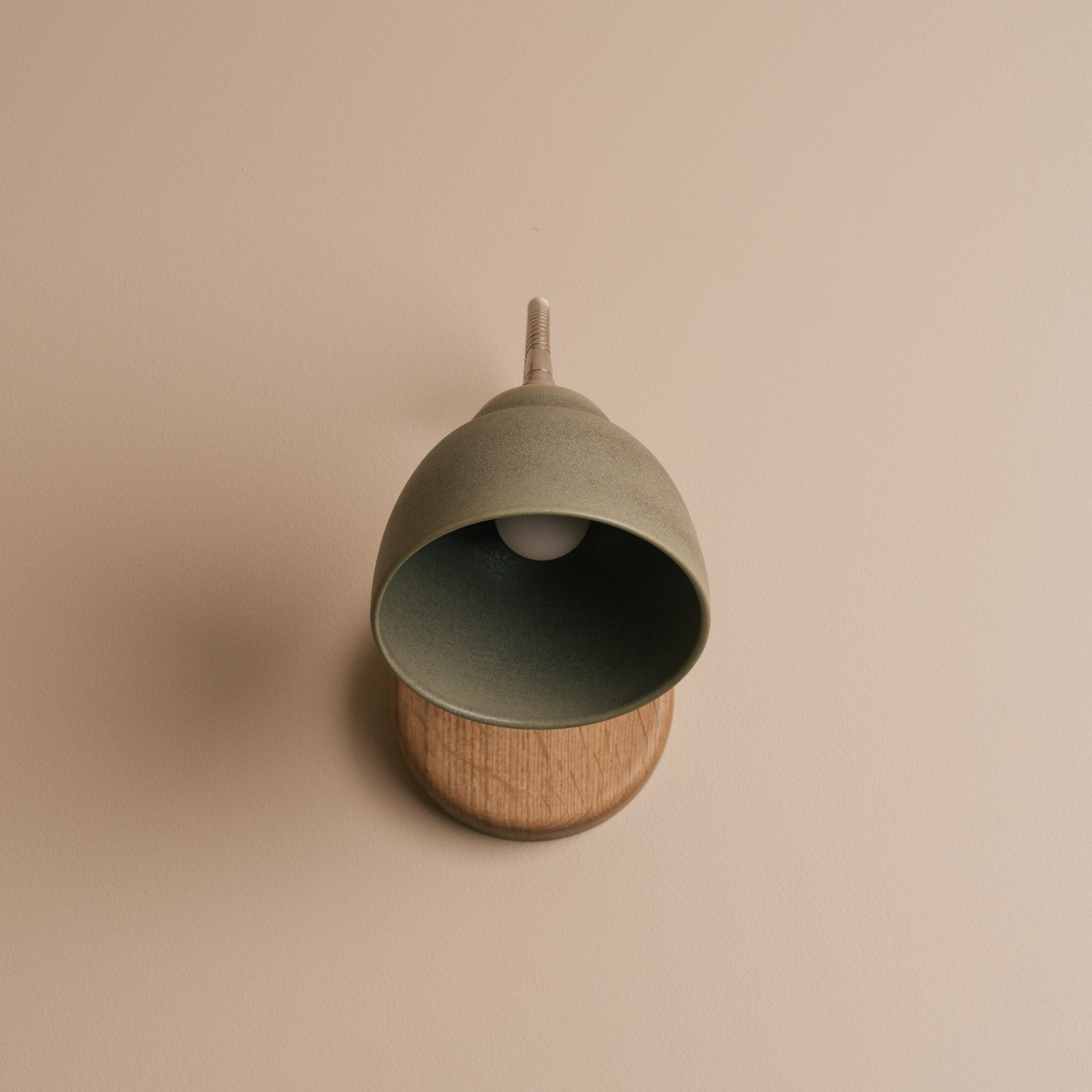 Green Flex Wall Light in Brass/Nickel, Ceramic and Oak - Small Element
