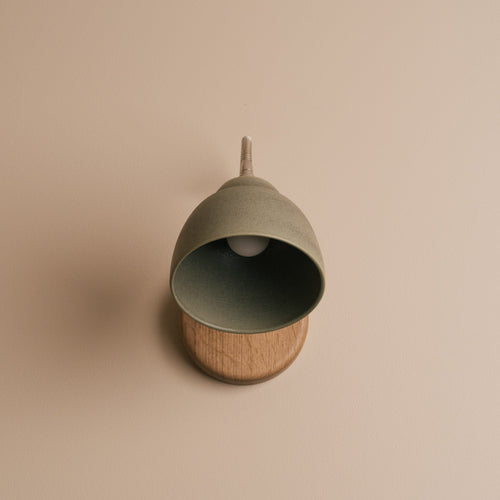 Green Flex Wall Light in Brass/Nickel, Ceramic and Oak - Small Element