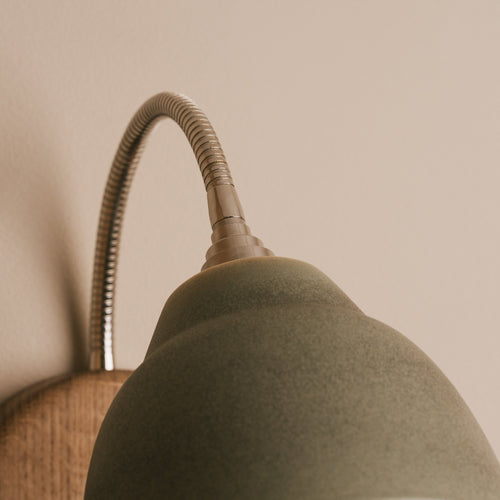 Green Flex Wall Light in Brass/Nickel, Ceramic and Oak - Small Element