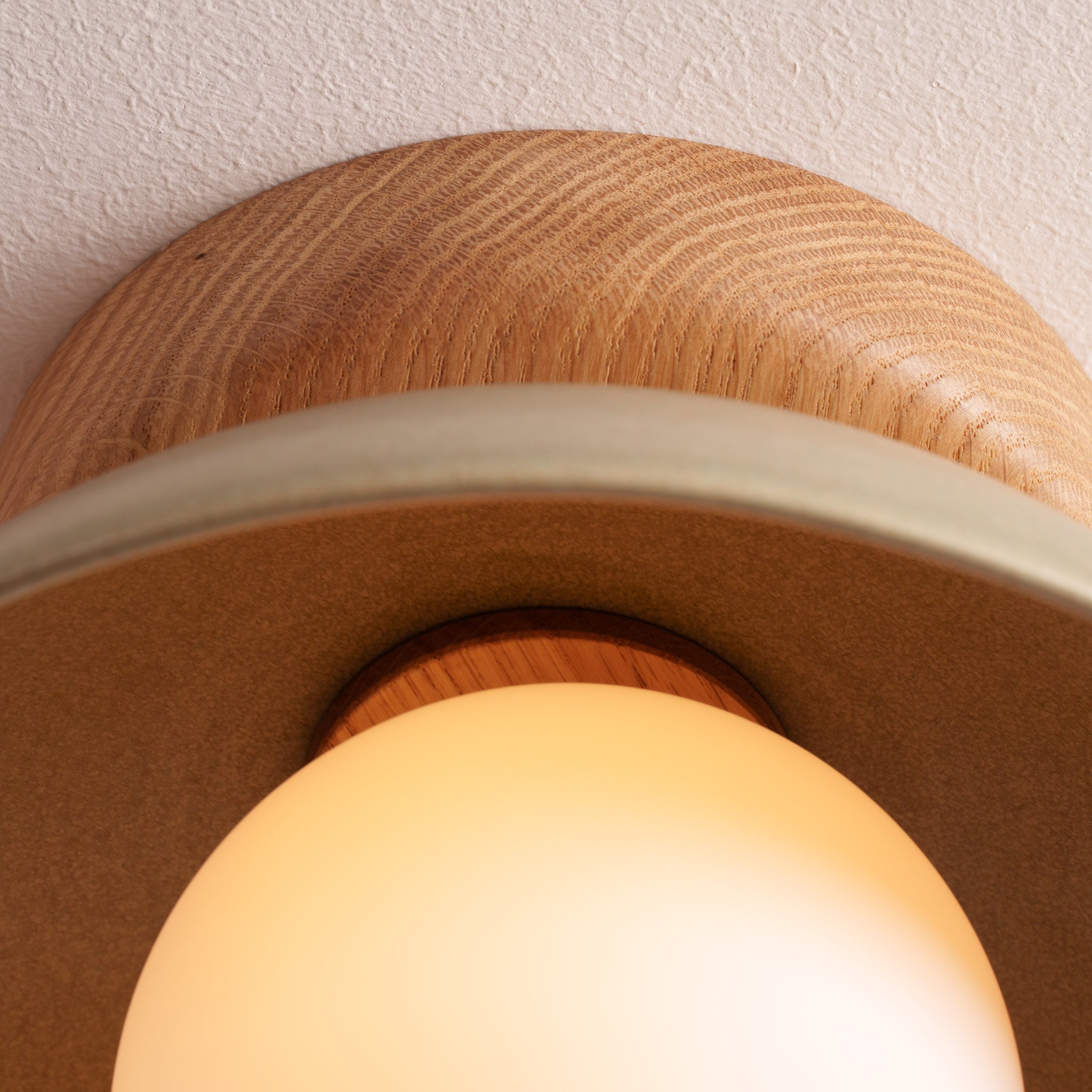 Green Small Dawn Ceiling Light in Ceramic and Oak