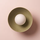 Green Small Dawn Wall Light in Ceramic and Oak