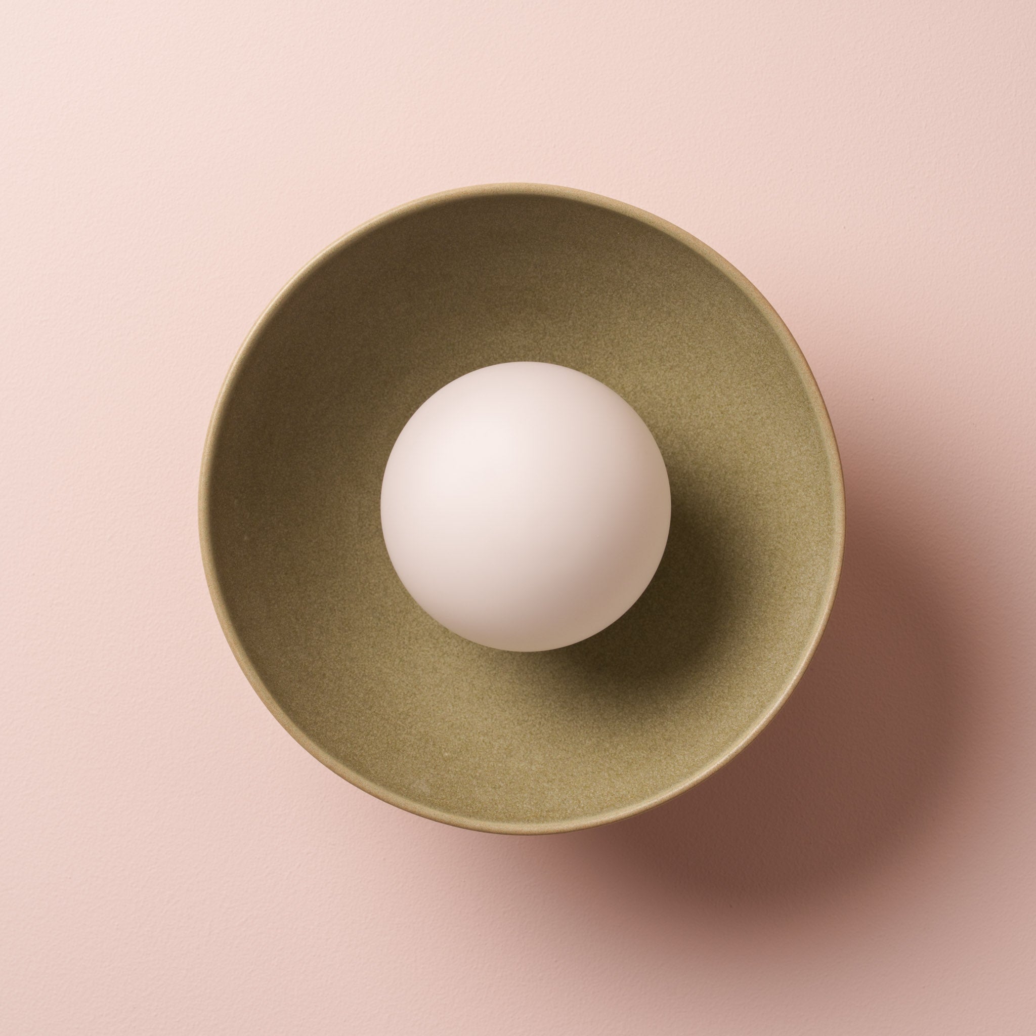 Green Small Dawn Wall Light in Ceramic and Oak