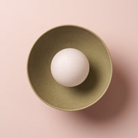 Green Small Dawn Wall Light in Ceramic and Oak