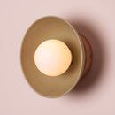 Green Small Dawn Wall Light in Ceramic and Oak