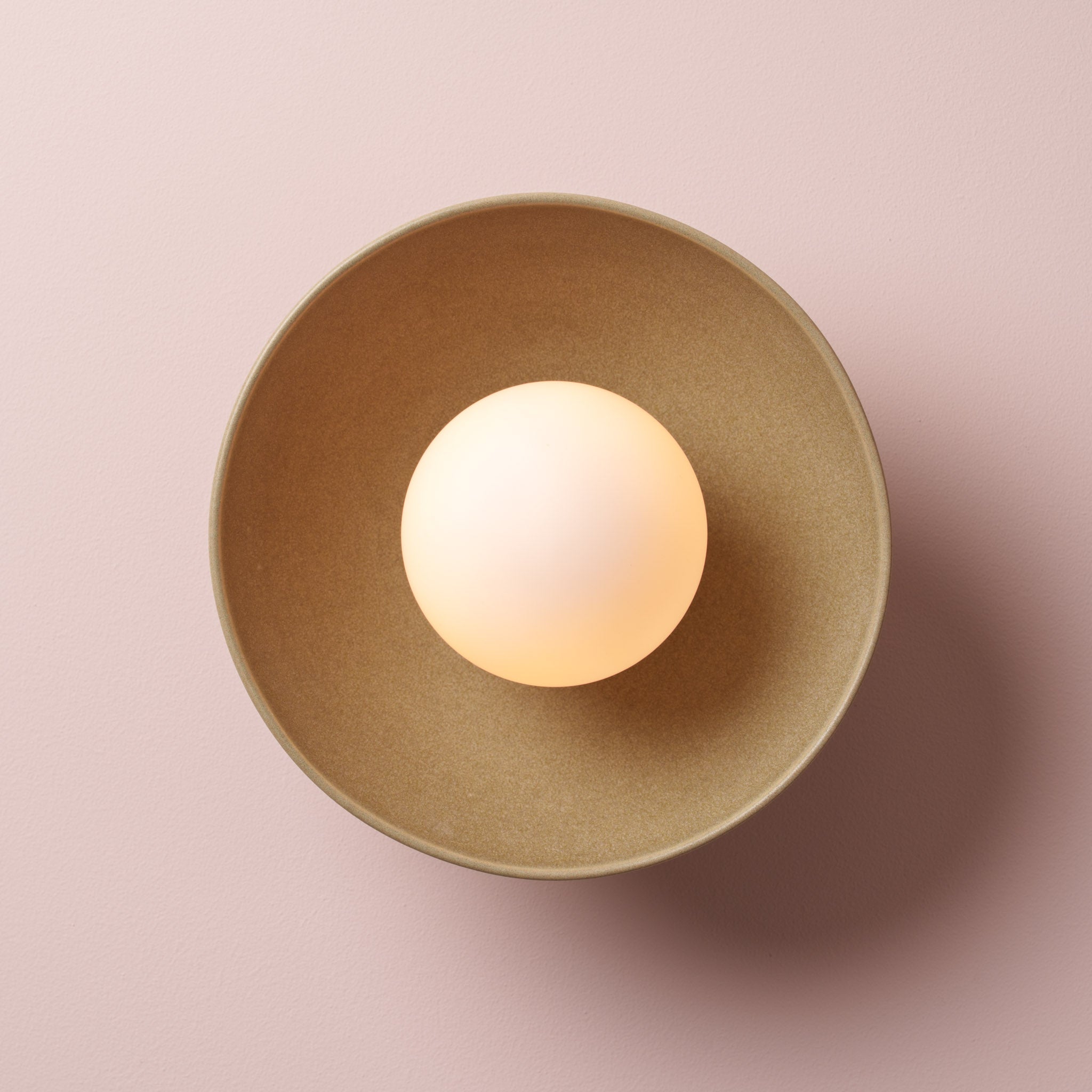 Green Small Dawn Wall Light in Ceramic and Oak