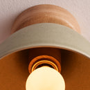 Green Small Element Flush Mount Ceiling Light in Ceramic and Oak