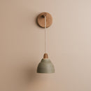 Small Element Hanging Wall Light in Ceramic and Oak - Green