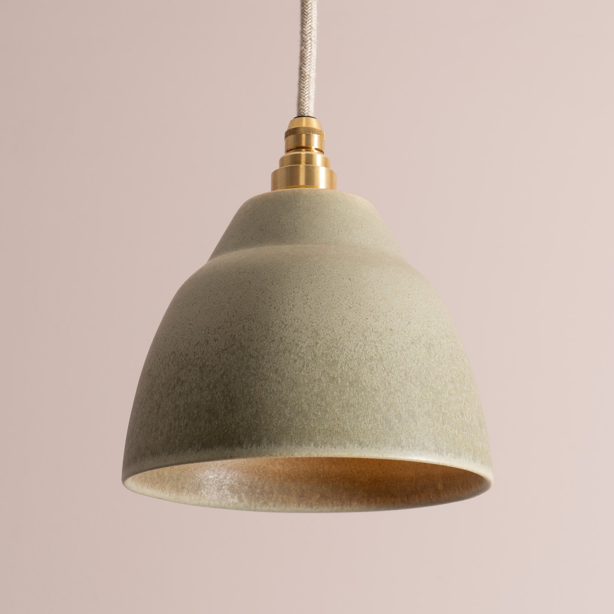 Small Green Element Pendant Light in Ceramic and Brass/Nickel