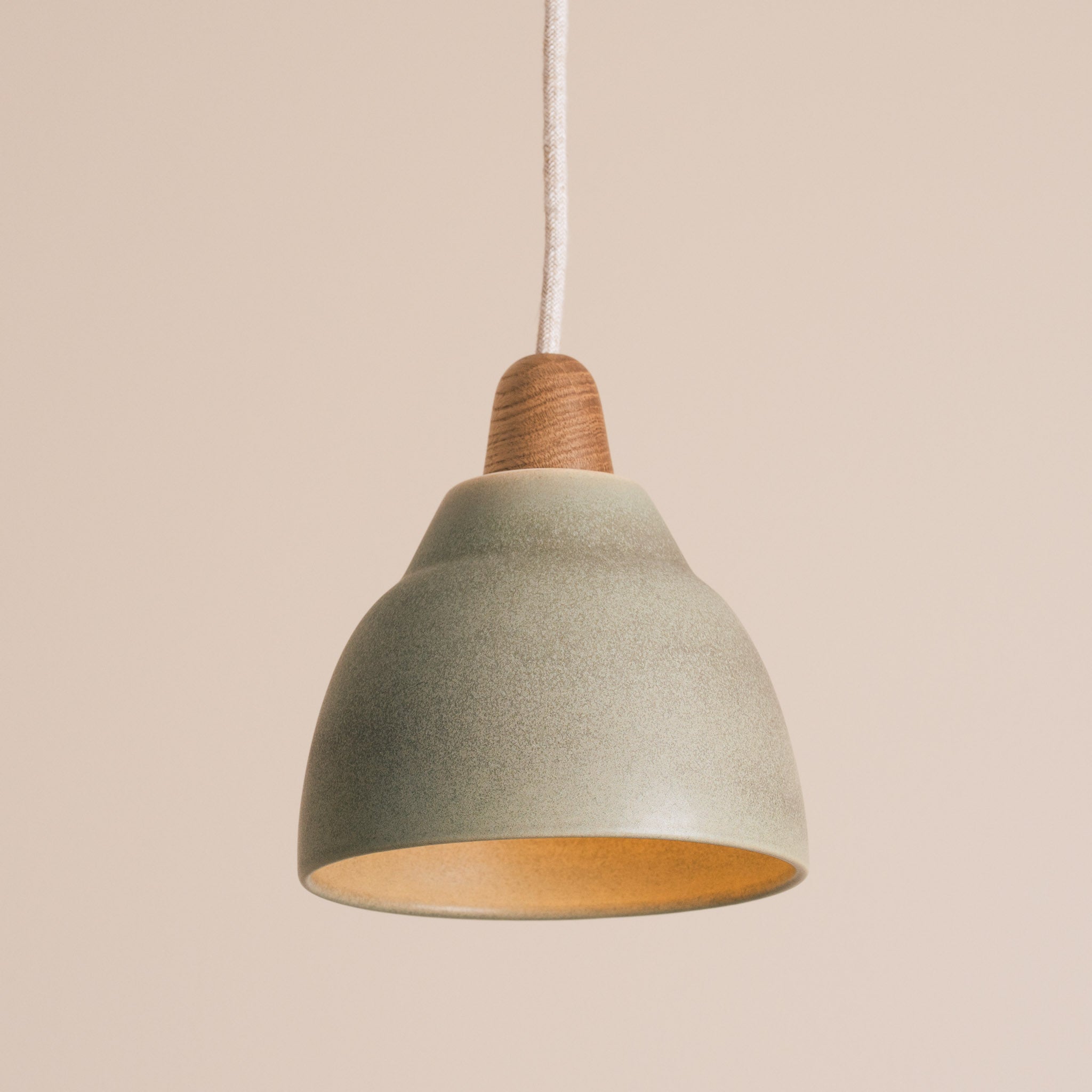 Small Green Element Light in Ceramic and Oak