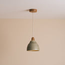 Small Green Element Light in Ceramic and Oak