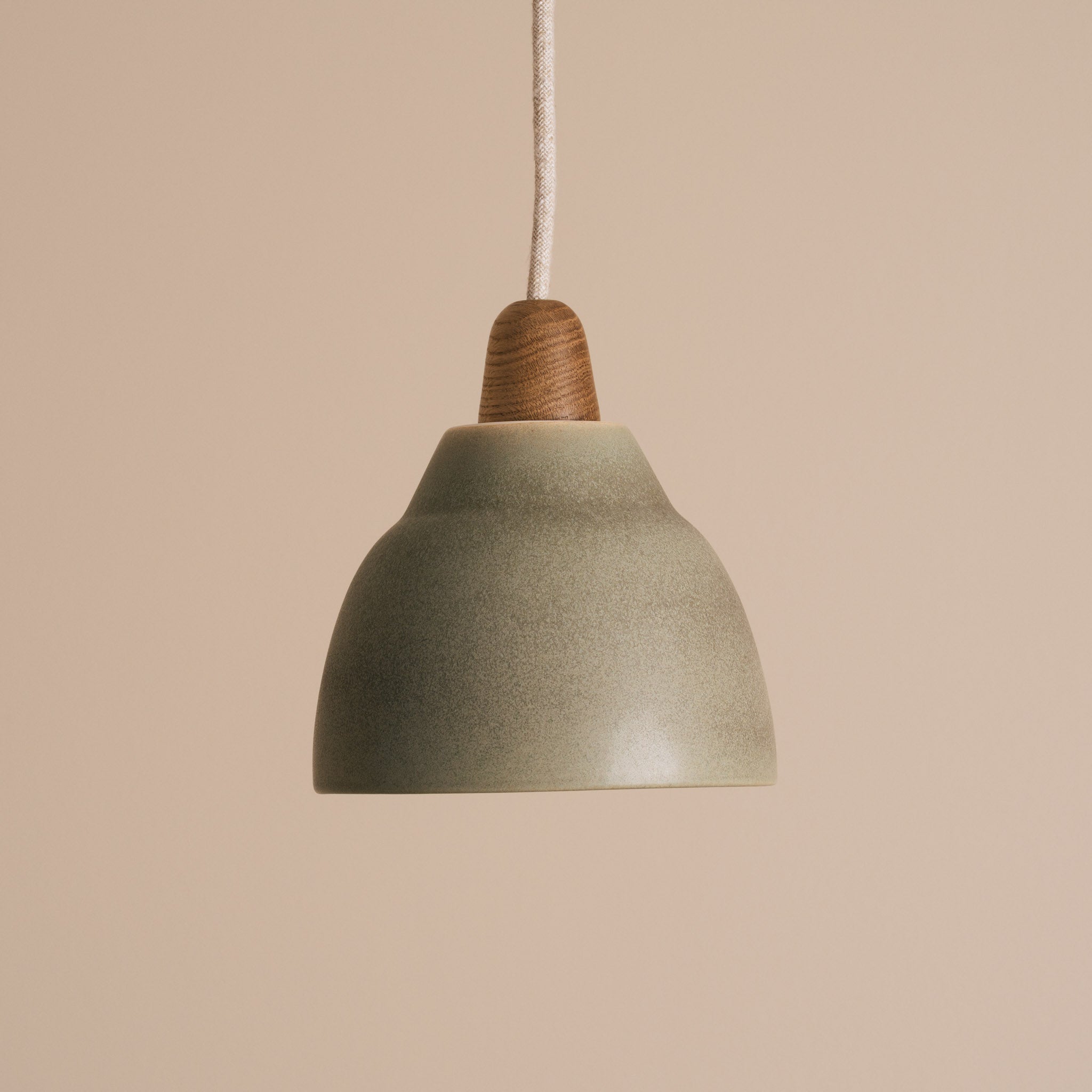 Small Green Element Light in Ceramic and Oak
