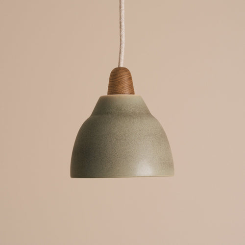 Small Green Element Light in Ceramic and Oak