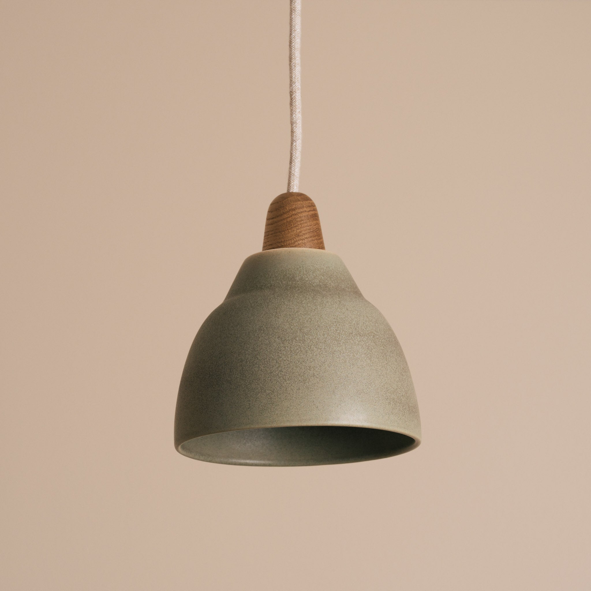 Small Green Element Light in Ceramic and Oak