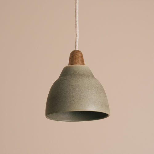 Small Green Element Light in Ceramic and Oak