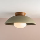 Green XL Dawn Flush Mount Ceiling Light in Ceramic and Oak
